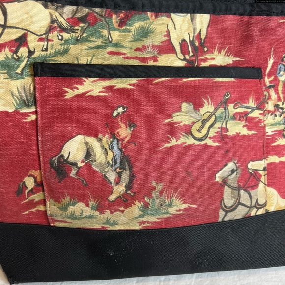 Sally Spicer, Western cowboy rodeo canvas, double handle tote bag - Picture 2 of 16